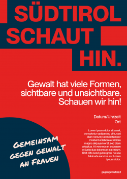 Südtirol schaut hin- Aktion am 25. November - Tag gegen Gewalt an Frauen